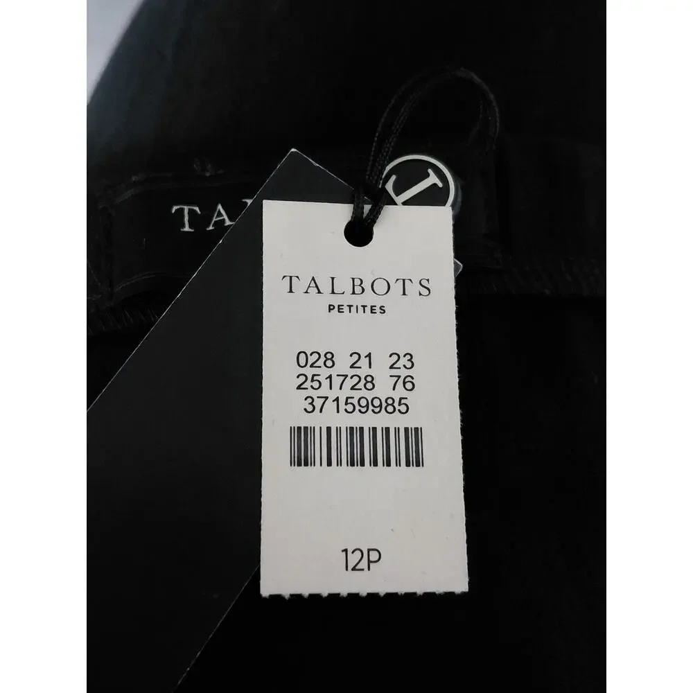 NWT Talbots Rayon Blend Black A-Line Midi Skirt Women Size 12P